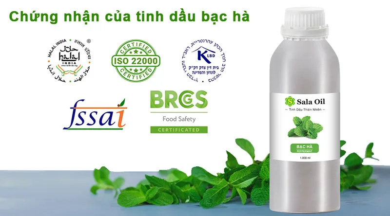 chứng nhận tinh dầu bạc hà