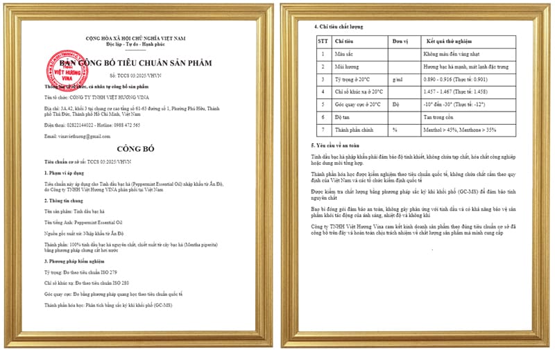 Tinh dầu Bạc Hà giá sỉ nhập khẩu Ấn Độ công bố tinh dầu bạc hà