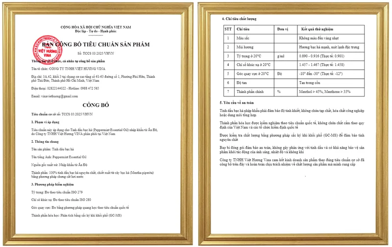 công bố tinh dầu bạc hà