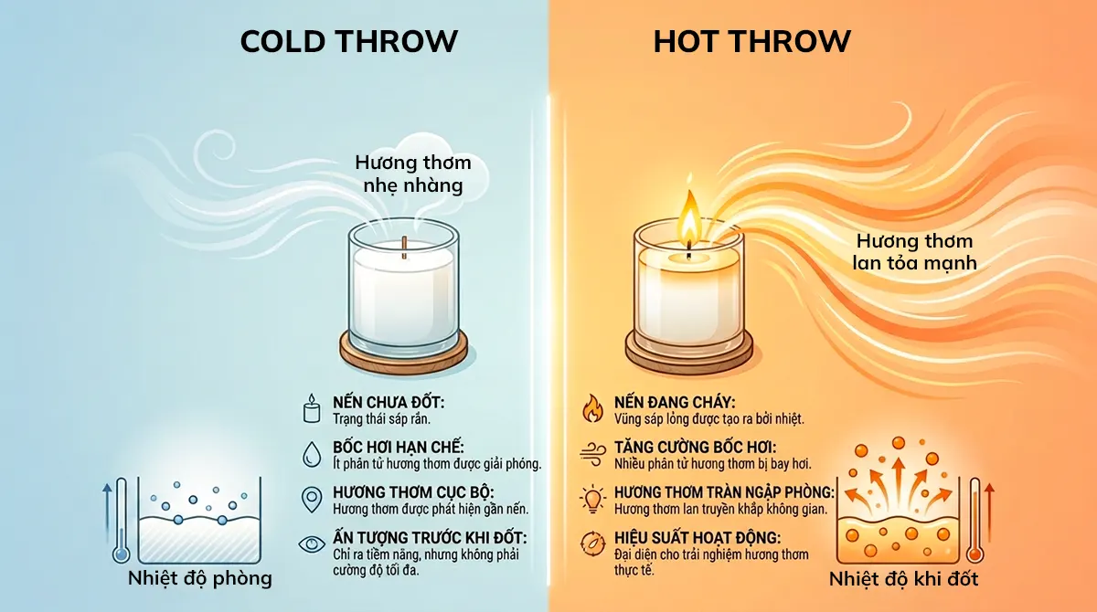 So sánh hot throw và cold throw khi chọn tinh dầu làm nến thơm