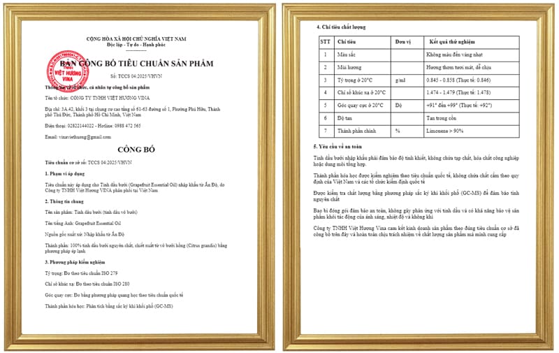 Tinh dầu bưởi giá sỉ công bố tinh dầu bưởi