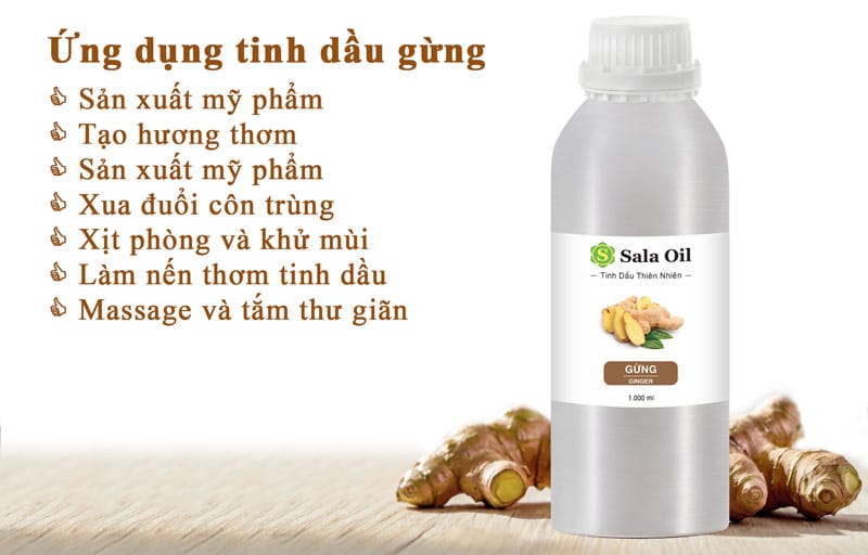 Tinh dầu gừng giá sỉ - Nguyên chất, có kiểm định chất lượng ứng dụng tinh dầu gừng