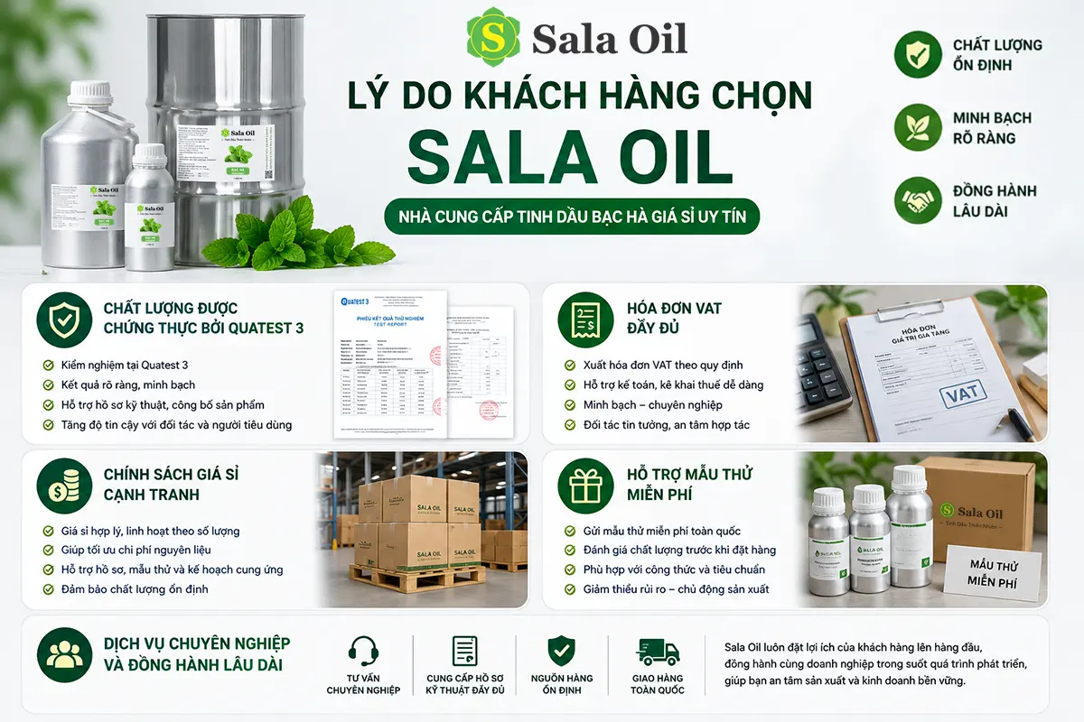 Tinh dầu bạc hà Sala Oil được khách hàng yêu thích
