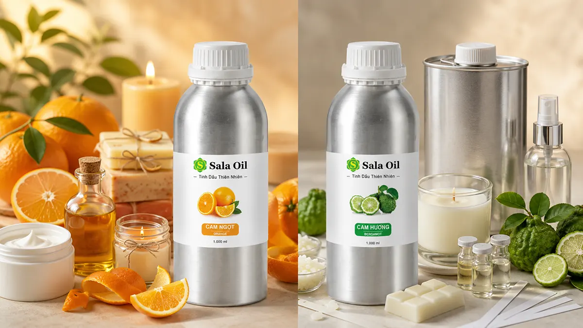Tinh dầu cam giá sỉ - Bảng giá bán lít tại Sala Oil So sánh tinh dầu cam ngọt và tinh dầu cam hương