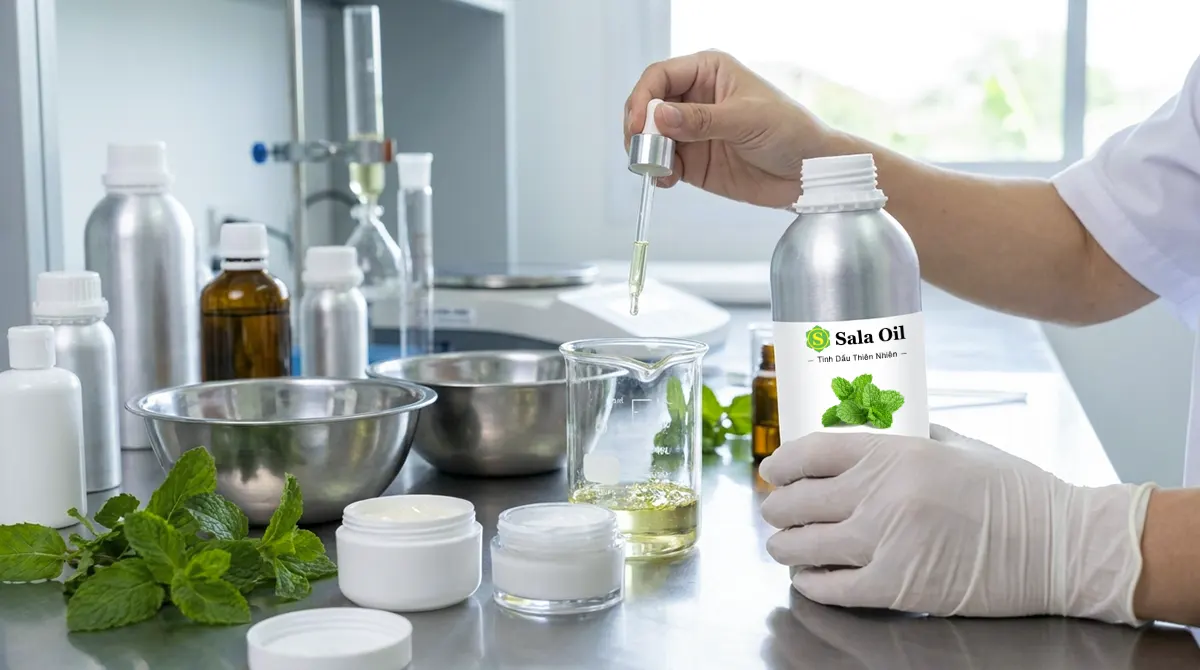 tinh dầu bạc hà dùng trong sản xuất mỹ phẩm