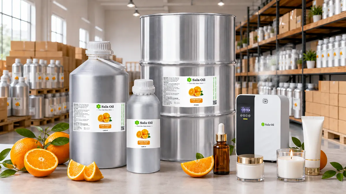 Tinh dầu cam giá sỉ - Bảng giá bán lít tại Sala Oil Liên hệ mua sỉ tinh dầu cam