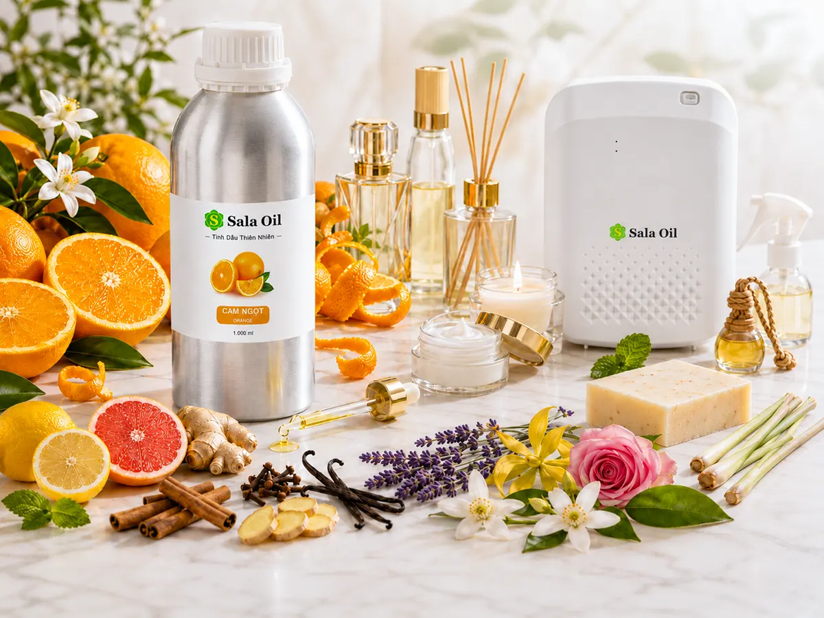 Tinh dầu cam giá sỉ - Bảng giá bán lít tại Sala Oil Ứng dụng tinh dầu cam giá sỉ