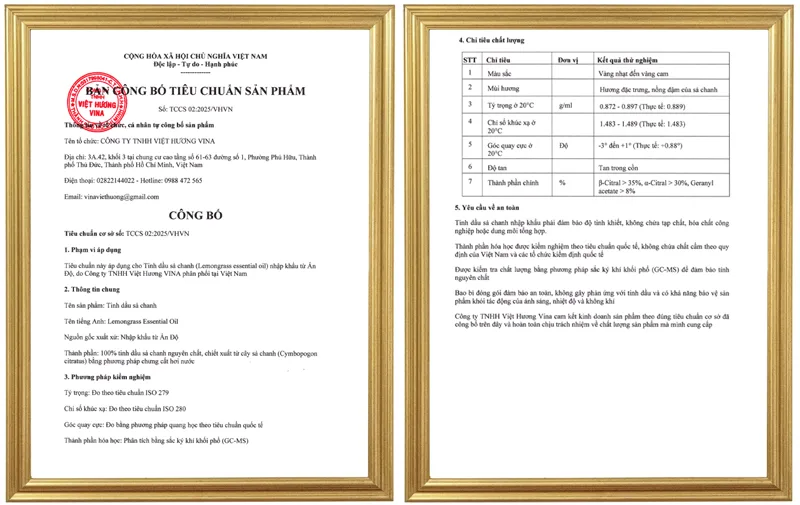 Tinh dầu sả chanh giá sỉ nhập khẩu Ấn Độ công bố tinh dầu sả chanh