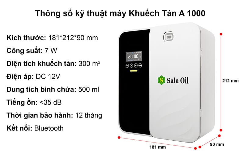 Thông số kỹ thuật máy phun tinh dầu công nghiệp a 1000