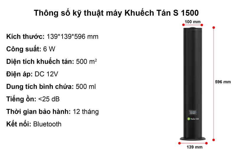 Máy xông tinh dầu công nghiệp S 1500 thông số kỹ thuật máy khuếch tán tinh dầu công nghiệp s 1500