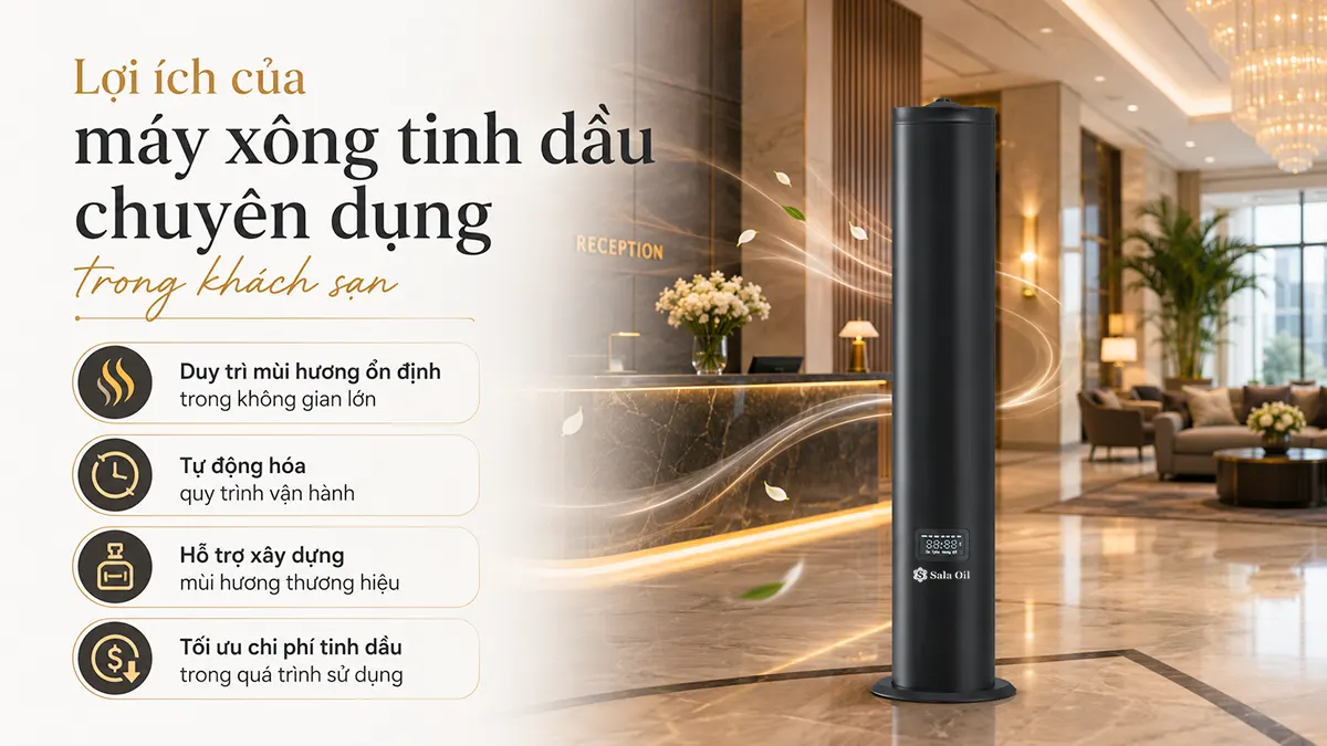Máy xông tinh dầu khách sạn công suất lớn, vận hành êm ái và bền bỉ Lợi ích máy xông tinh dầu khách sạn