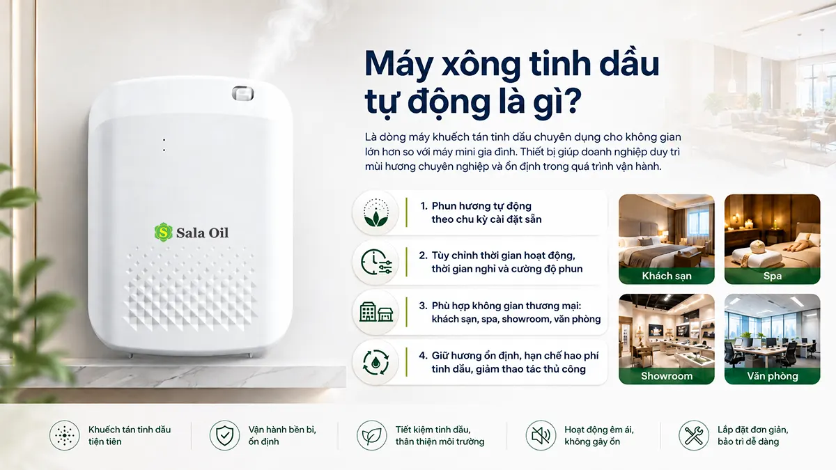 Máy xông tinh dầu tự động A 800 cho diện tích 50-300m² máy xông tinh dầu tự động là gì