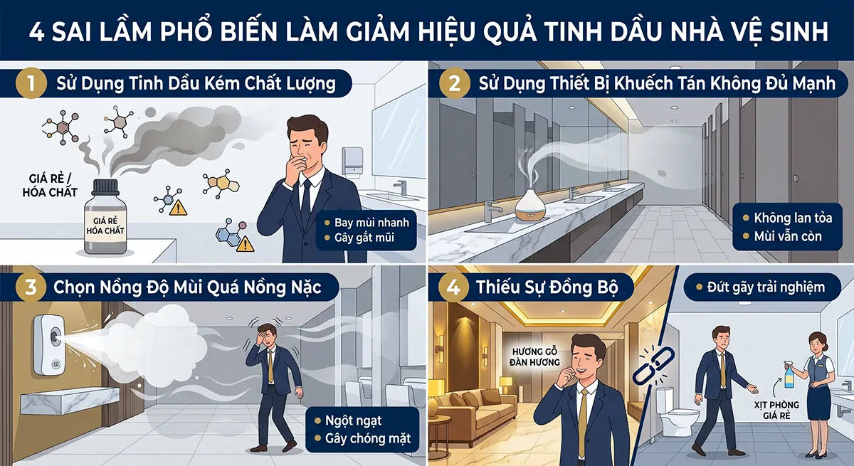 Sai lầm khi sử dụng tinh dầu cho nhà vệ sinh