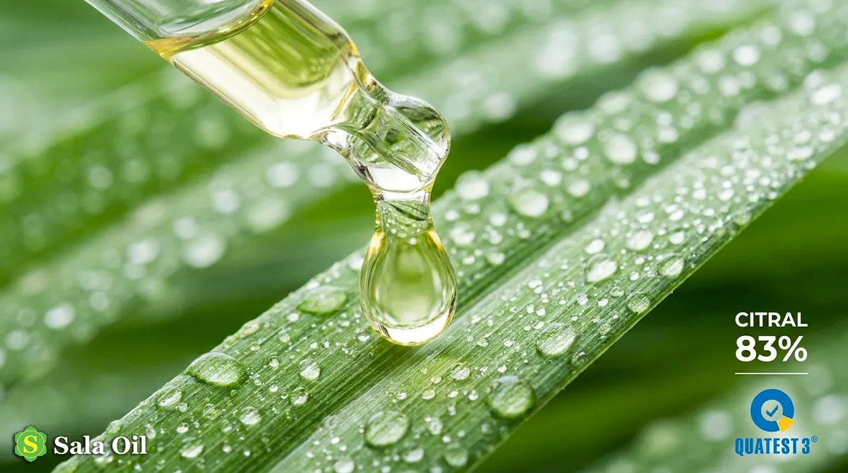 Tinh dầu sả chanh nguyên chất Sala Oil đạt hàm lượng Citral vượt trội 83% chứng nhận bởi Quatest 3