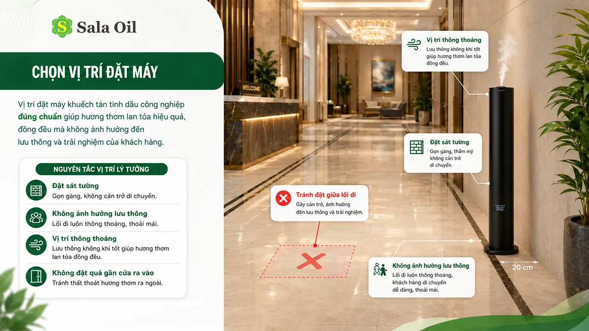 Vị trí đặt máy xông tinh dầu công nghiệp