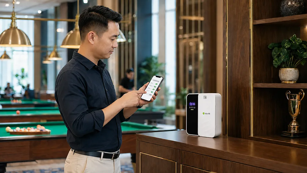 Cài đặt máy xông tinh dầu A 1000 cho quán bida