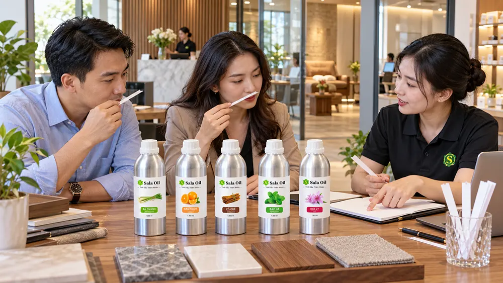 Tinh dầu lau sàn và cách chọn mùi phù hợp cho doanh nghiệp Chọn tinh dầu lau sàn Sala Oil