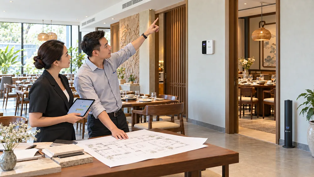 Cách chọn máy tạo mùi hương cho nhà hàng và bố trí theo từng khu vực Lắp đặt máy tạo hương thơm cho nhà hàng