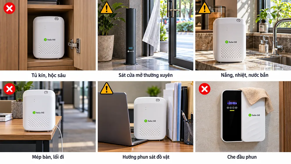 Những vị trí nên tránh khi đặt máy khuếch tán tinh dầu