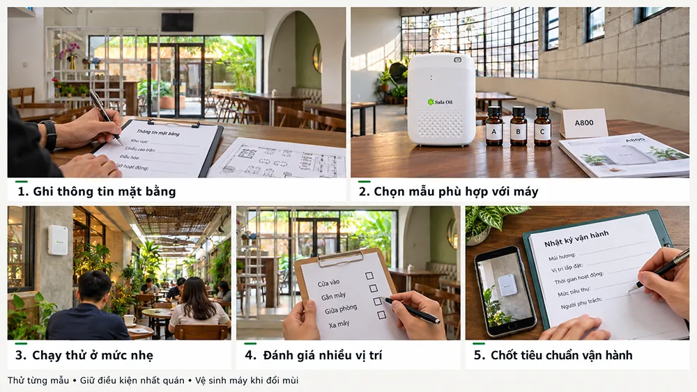 Thử tinh dầu quán cà phê